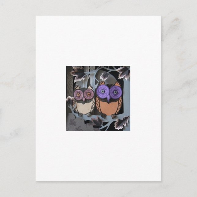 Carte Postale deux chouettes (Devant)