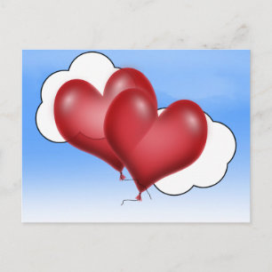 Carte Postale Deux Coeurs Balloons Avec Nuage