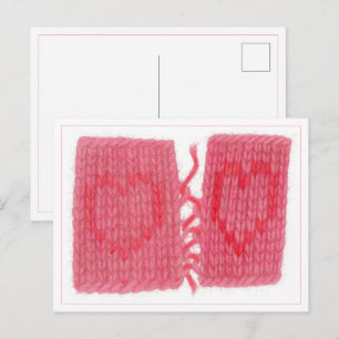 Carte postale DEUX CŒURS TRICOTÉS