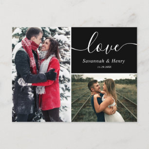 Carte Postale Deux collage de photos Amour noir écriture