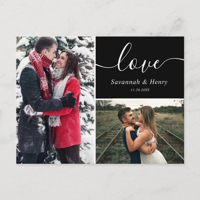 Carte Postale Deux Collage Photo Black Love Script (Devant)