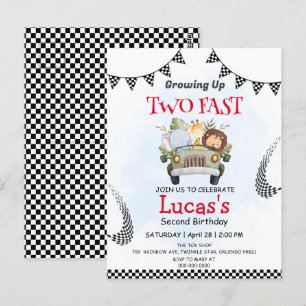 Carte Postale Deux courses de voiture sauvages et rapides safari