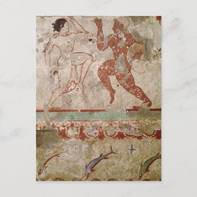 Carte Postale Deux danseurs et dauphins (Devant)