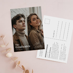 Carte Postale Deux diplômés Double Photo Annonce de remise des d