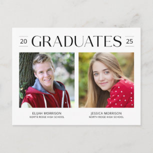 Carte Postale Deux diplômés modernes photo de graduation conjoin