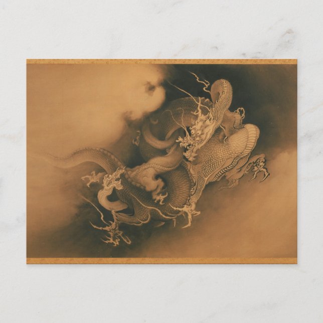 Carte Postale Deux dragons dans les nuages Vintages (Devant)