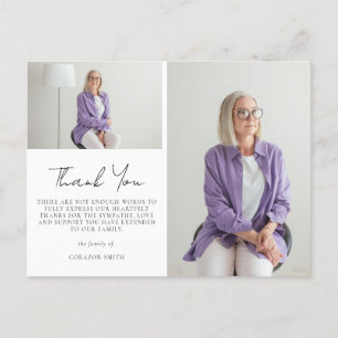 Carte Postale Deux élégantes photos Sympathie funéraire Merci