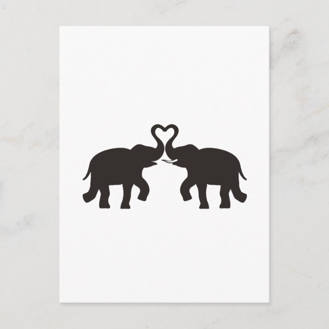 Carte Postale Deux éléphants aiment les silhouettes (Devant)
