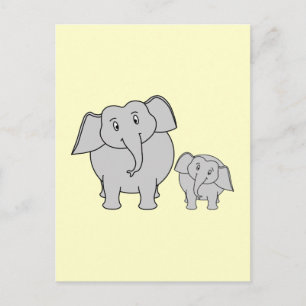 Carte Postale Deux éléphants. Caricature mignonne pour adultes e