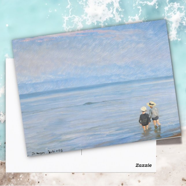Carte Postale Deux enfants pataugent à Skagen Beach, PS Kroyer (Créateur téléchargé)