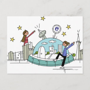 Carte Postale Deux femmes assises au sommet d'une ville