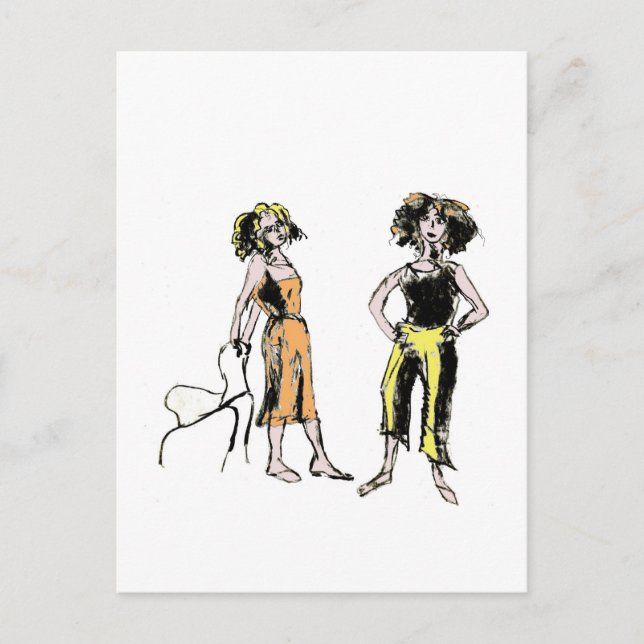 Carte Postale Deux femmes aux cheveux bouclés (Devant)