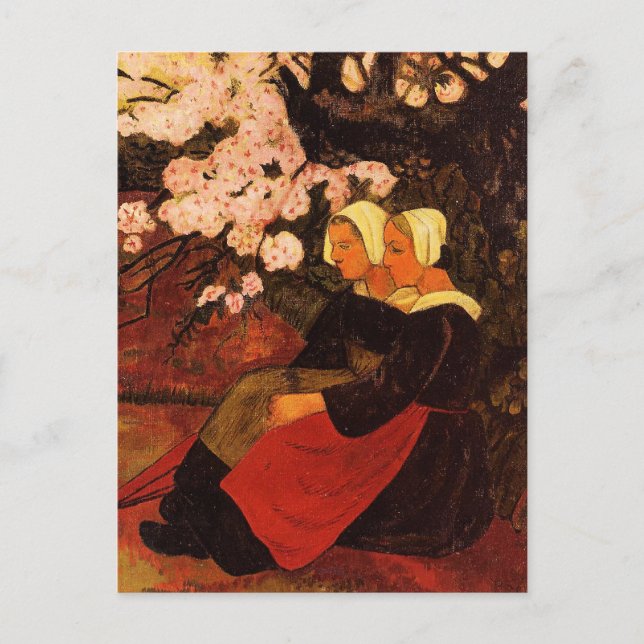 Carte Postale Deux femmes bretonnes sous un pommier, (Devant)