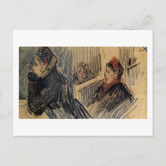 Carte Postale Deux femmes dans une boîte de balcon Van Gogh Art (Devant)