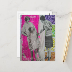 Carte Postale Deux femmes et une fille Collage coloré