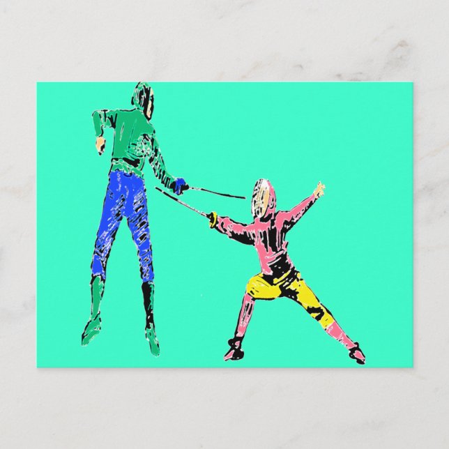 CARTE POSTALE DEUX FENCEURS (Devant)
