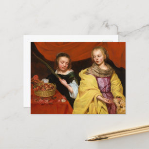 Carte Postale Deux filles comme Saint Agnes et Saint Dorothea