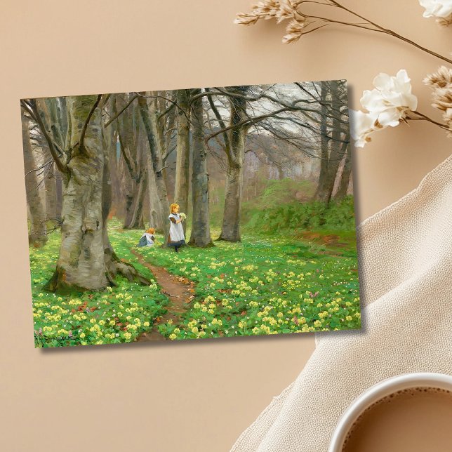 Carte Postale Deux filles cueillant des fleurs dans la forêt de  (Créateur téléchargé)