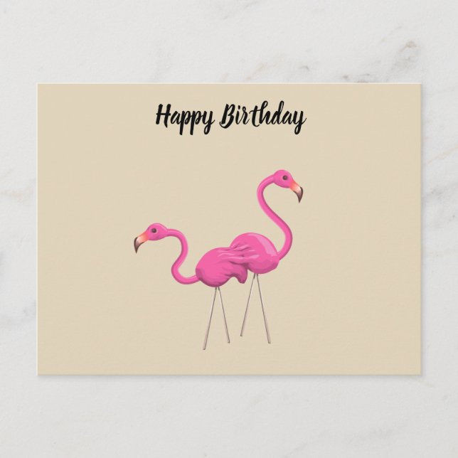 Carte Postale Deux Flamants roses roses ensemble (Devant)