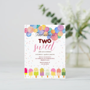 Carte Postale Deux glaces Sweet et sucette Fille 2ème anniversai