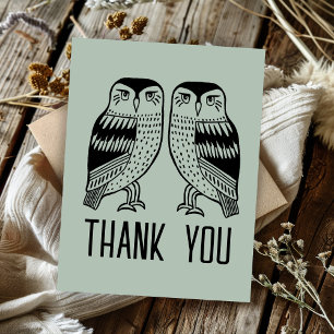 Carte Postale Deux Hiboux Mignons Simple Chic REMERCIEMENTS PERS