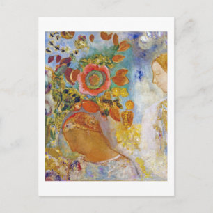 Carte Postale Deux jeunes filles parmi les fleurs, Redon