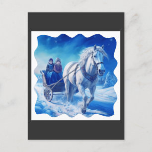 Carte Postale Deux Jeunes Filles Sur Un Sleigh De Neige