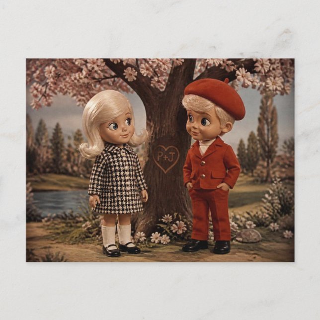 Carte Postale Deux jolies poupées rétro  (Devant)