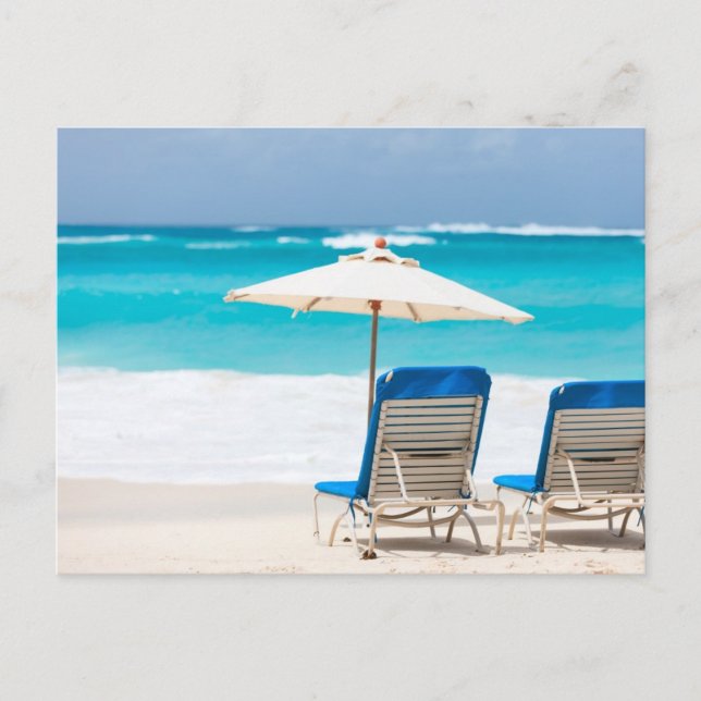 Carte Postale Deux lounges on the ocean beach (Devant)