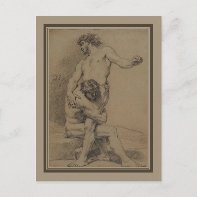 Carte Postale Deux lutteurs par de Platte-Montagne (Devant)