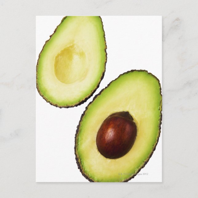 Carte Postale Deux moitiés d'un avocat, sur blanc (Devant)