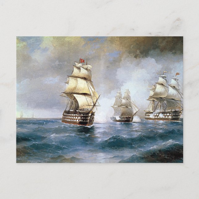 Carte Postale Deux navires turcs ont attaqué un pont au mercure (Devant)