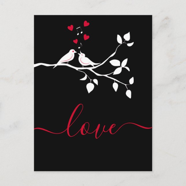 Carte Postale deux oiseaux en amour (Devant)