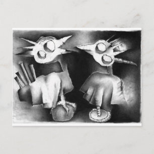 Carte Postale deux oiseaux en conversation.