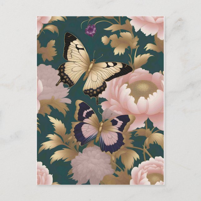 Carte Postale Deux papillons aux motifs d'ailes complexes (Devant)