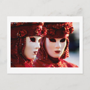 Carte Postale Deux personnes en masques de carnaval, Venise (Ita