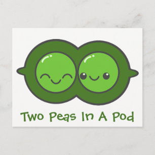 Carte Postale Deux petits pois dans une cosse