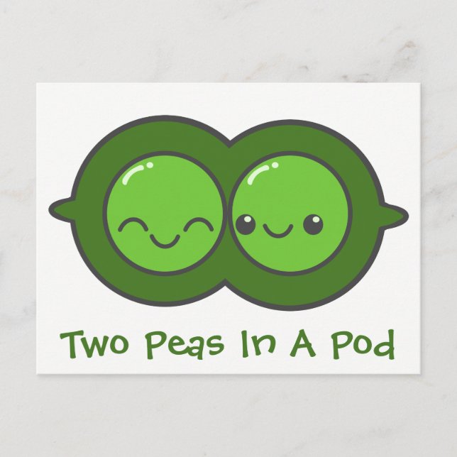 Carte Postale Deux petits pois dans une cosse (Devant)