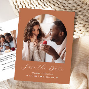 Carte Postale Deux photos Arche Terracotta Code QR Save the Date
