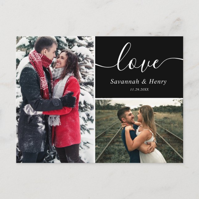 Carte Postale Deux photos collage amour noir écriture (Devant)