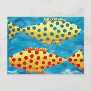 Carte Postale Deux poissons tachetés peinture