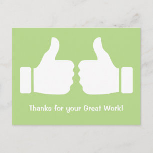 Carte Postale Deux pouces pour remercier pour votre excellent tr