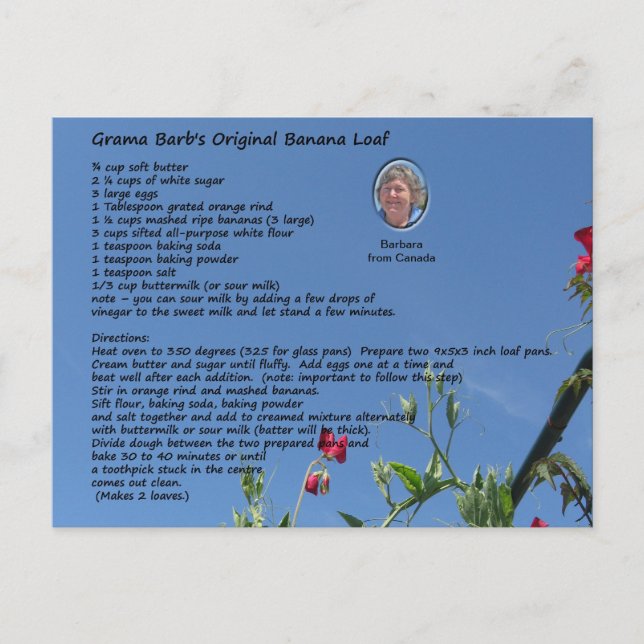 Carte Postale Deux recettes de dessert (Devant)