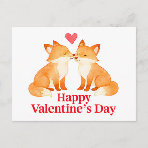 Carte Postale Deux renards au cœur – Illustration de la Saint-Va