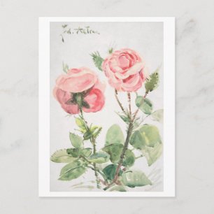 Carte Postale Deux roses (1884–1904) art aquarelle
