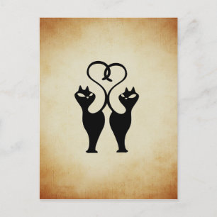 Carte Postale Deux silhouettes de chats