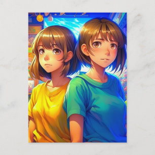 Carte Postale Deux soeurs Anime Girls
