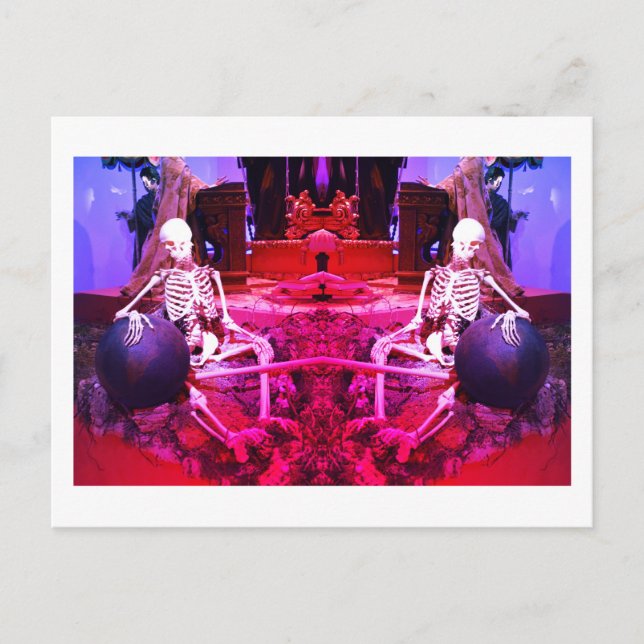 Carte Postale Deux squelettes effrayants éffrayants (Devant)