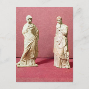 Carte Postale Deux statues de femmes debout de Tanagra