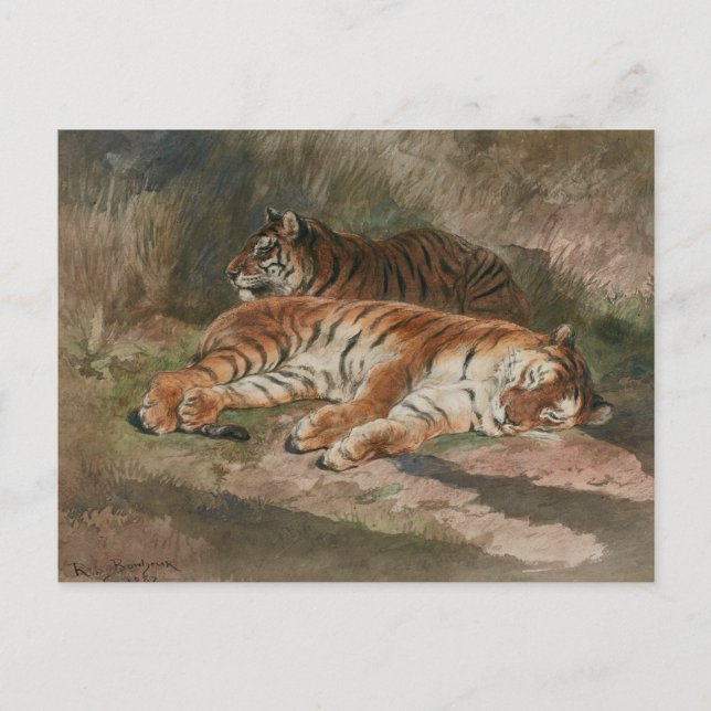 Carte Postale Deux tigres recyclés (1887) (Devant)